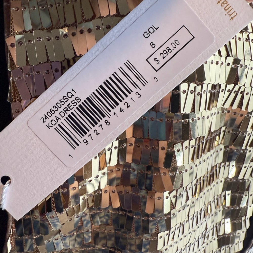 Trina Turk Koa Gold Tiki Tangle Sequin Shift Dress Size 2 6 8 NWT Party Glam - Picture 15 of 15